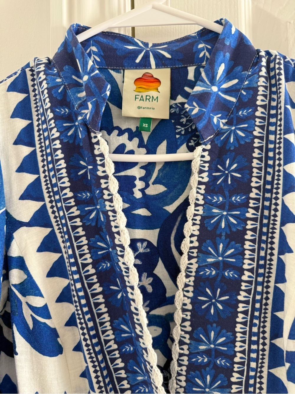 FARM Rio Blue and White Floral Maxi Dress - Picture 2 of 4